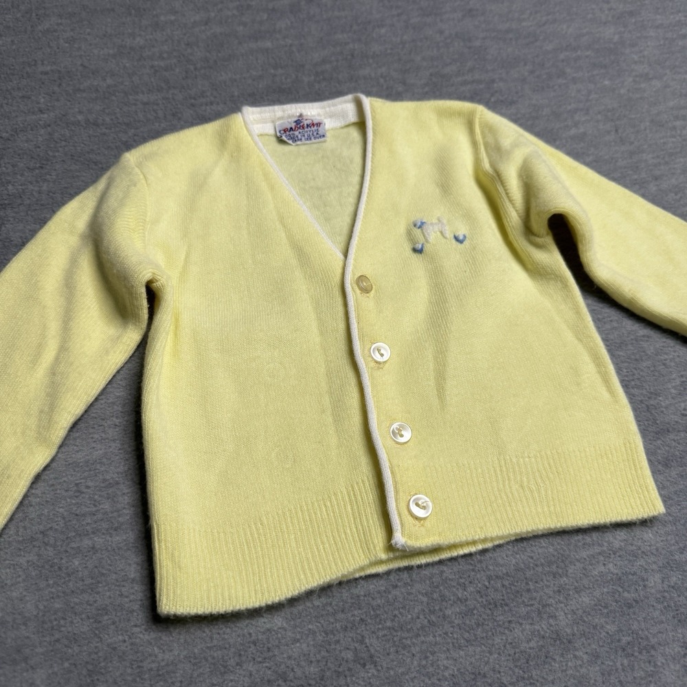 Vintage Cradle Knit Cardigan Size 6-9-12 Months Sweater Boys Yellow Made in USA